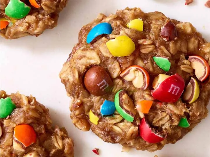 3-Ingredient Peanut Butter and Banana Cookies made with M&M’s marsfoodservices image